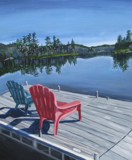 Lakeside acrylic painting